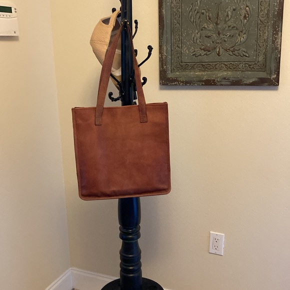 Tall leather tote- never used - like new 13 1/2” by 13 1/2” - Picture 10 of 10